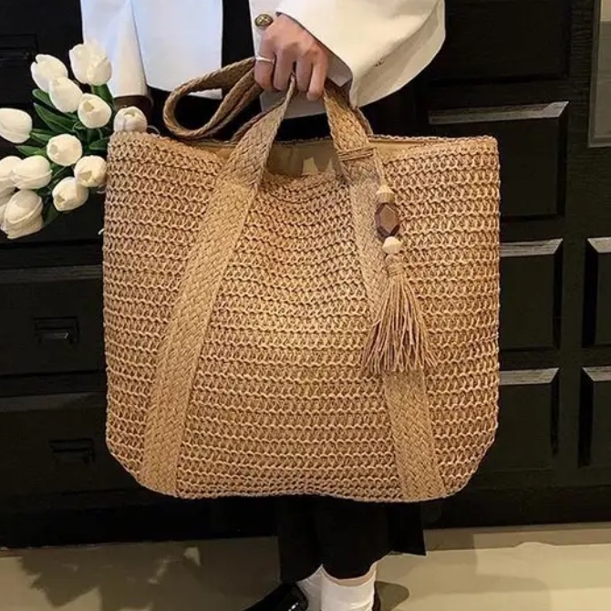 Nwt Vici Large Bohemian Straw Market Tote Bag